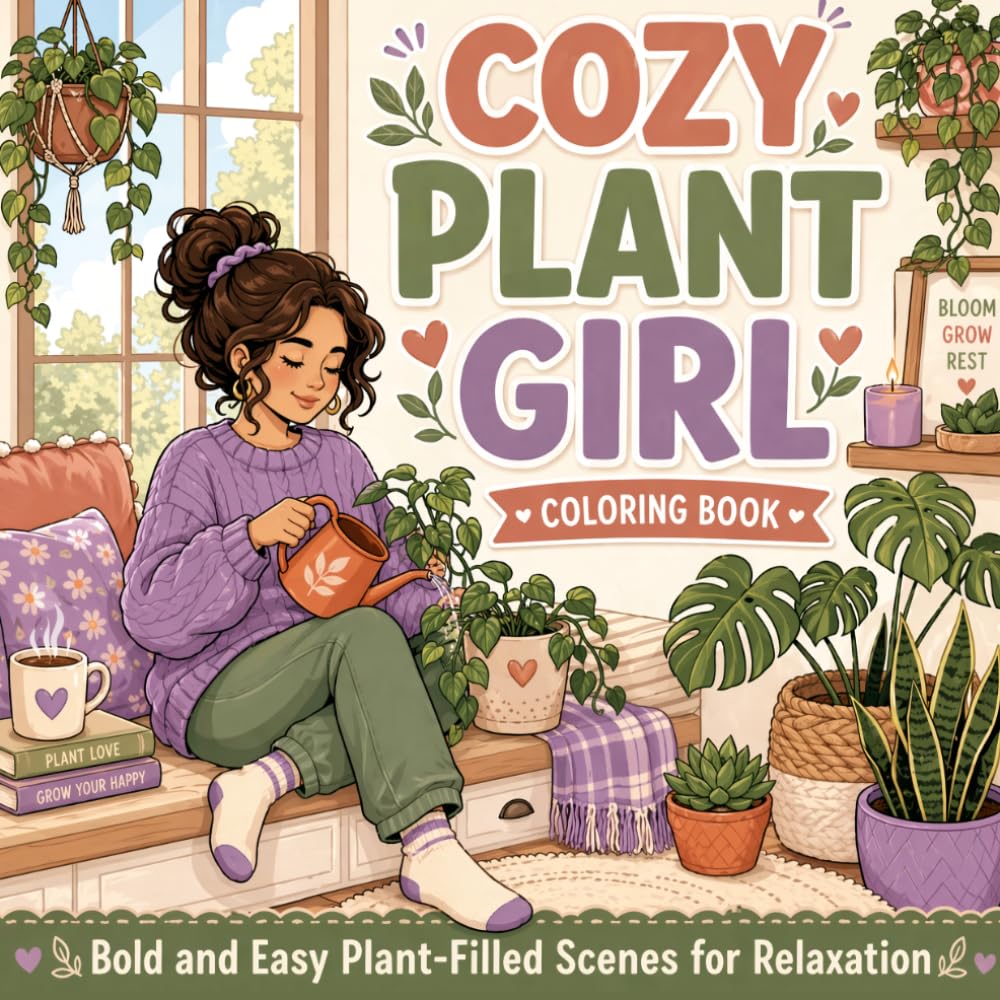 ler totalmente Cozy Plant Girl Coloring Book: Bold and Easy Coloring Book for Women with Calming Plants, Cozy Rooms, and Peaceful Moments for Stress Relief and Relaxation