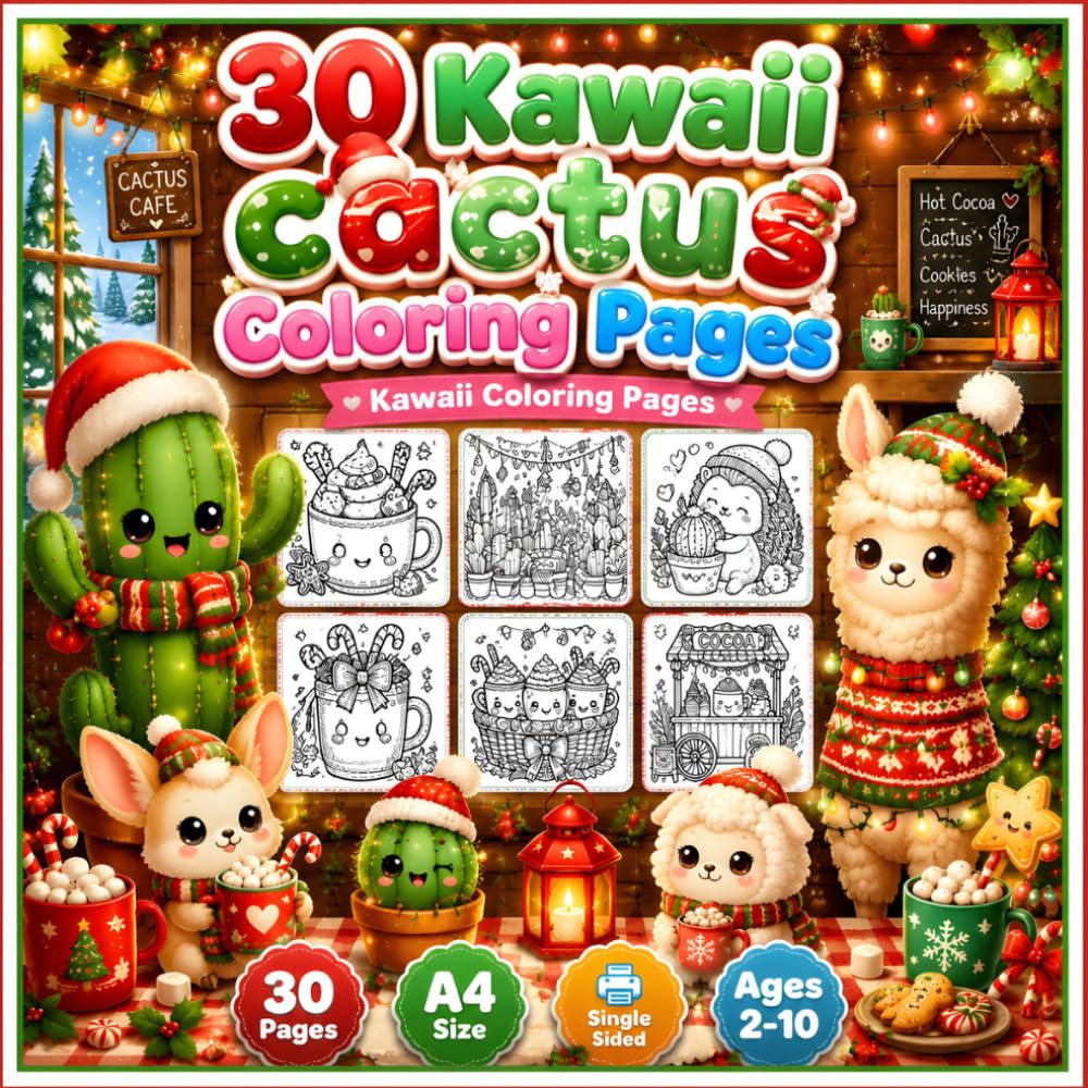 30 Kawaii Cactus Coloring Pages: A Cozy Cactus Christmas: Winter Joys & New Year Hopes baixar livro de graça