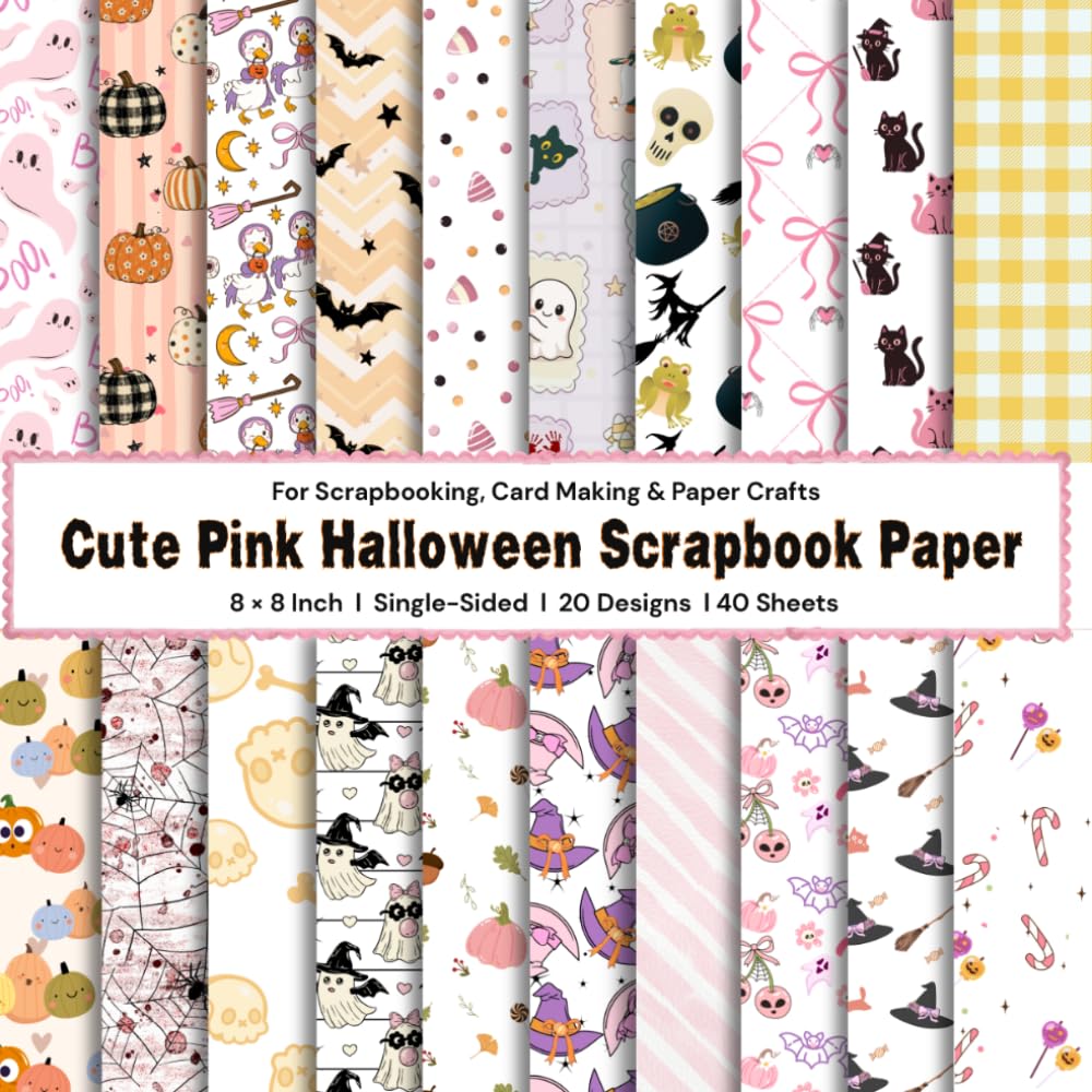 capítulo por capítulo baixar Cute Pink Halloween Scrapbook Paper 8 x 8 – Ghosts, Cats, Pumpkins & Witch Designs, 20 Designs, 40 Sheets: For Scrapbooking, Card Making, Journaling & Paper Crafts