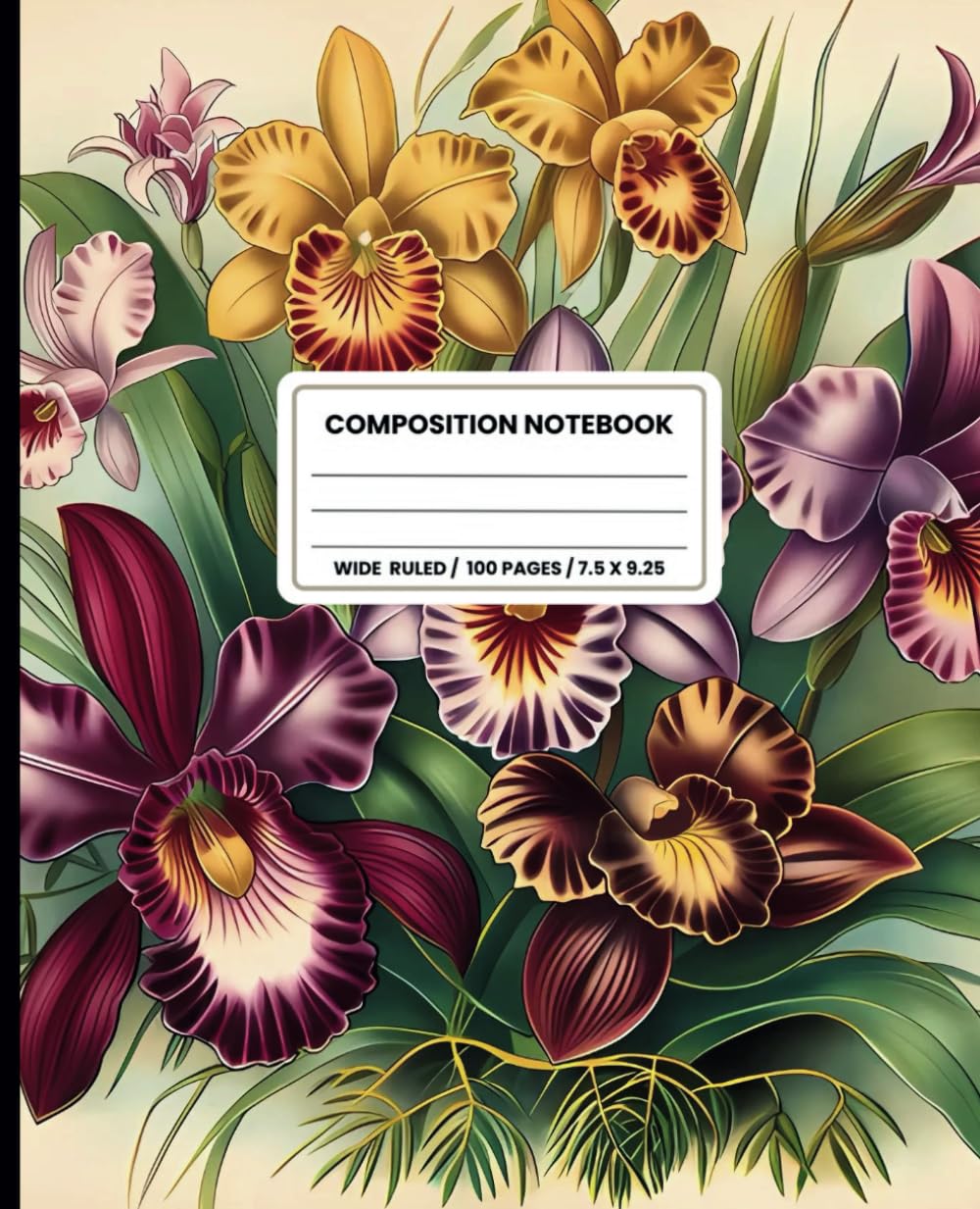 Composition Notebook Wide Ruled: Orchid Flowers Botanical Illustration. Cute Aesthetic Vintage Journal for Girls, Teens, Women, Students. baixar o livro de graça