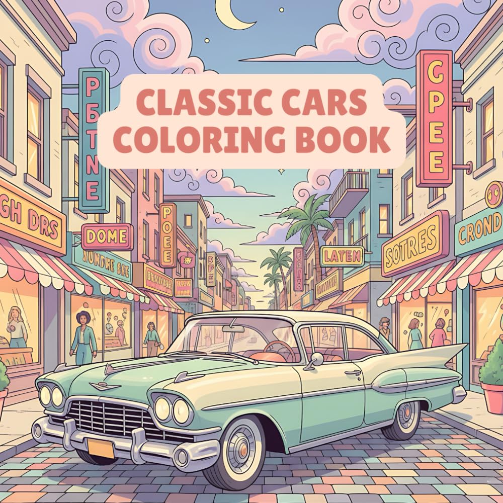 ler totalmente Classic Cars Coloring Book: 50 Pages of Vintage Vehicles, Retro Cars, Muscle Cars, Hot Rods, Antique Automobiles, Sports Cars, and Car Show Scenes – Fun and Relaxing Activity for Kids and Adults