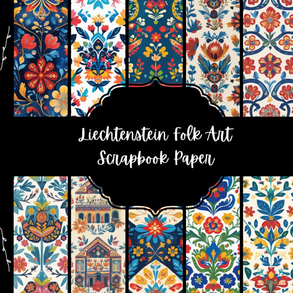 ler totalmente Liechtenstein Folk Art Scrapbook Paper, European Junk Journal Paper, Travel Decorative Paper, DIY Projects, Origami, Collage Sheets, Decoupage Paper, 10 Designs, Double Sided