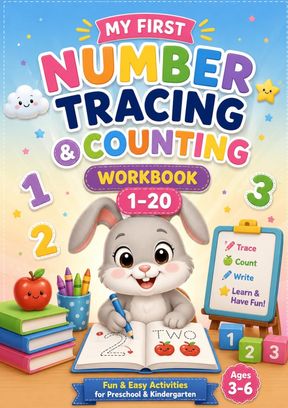 My First Number Tracing & Counting Workbook 1–20: Fun and Easy Number Writing, Counting and Tracing Activities for Preschool & Kindergarten Kids Ages 3–6