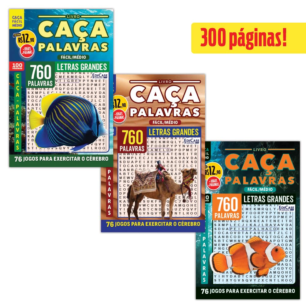 Kit 3 Livros Caça-Palavras ed.01 - Fácil/Médio - 102,104 e 107: 300 páginas e 228 jogos para exercitar o cérebro baixar livro de graça