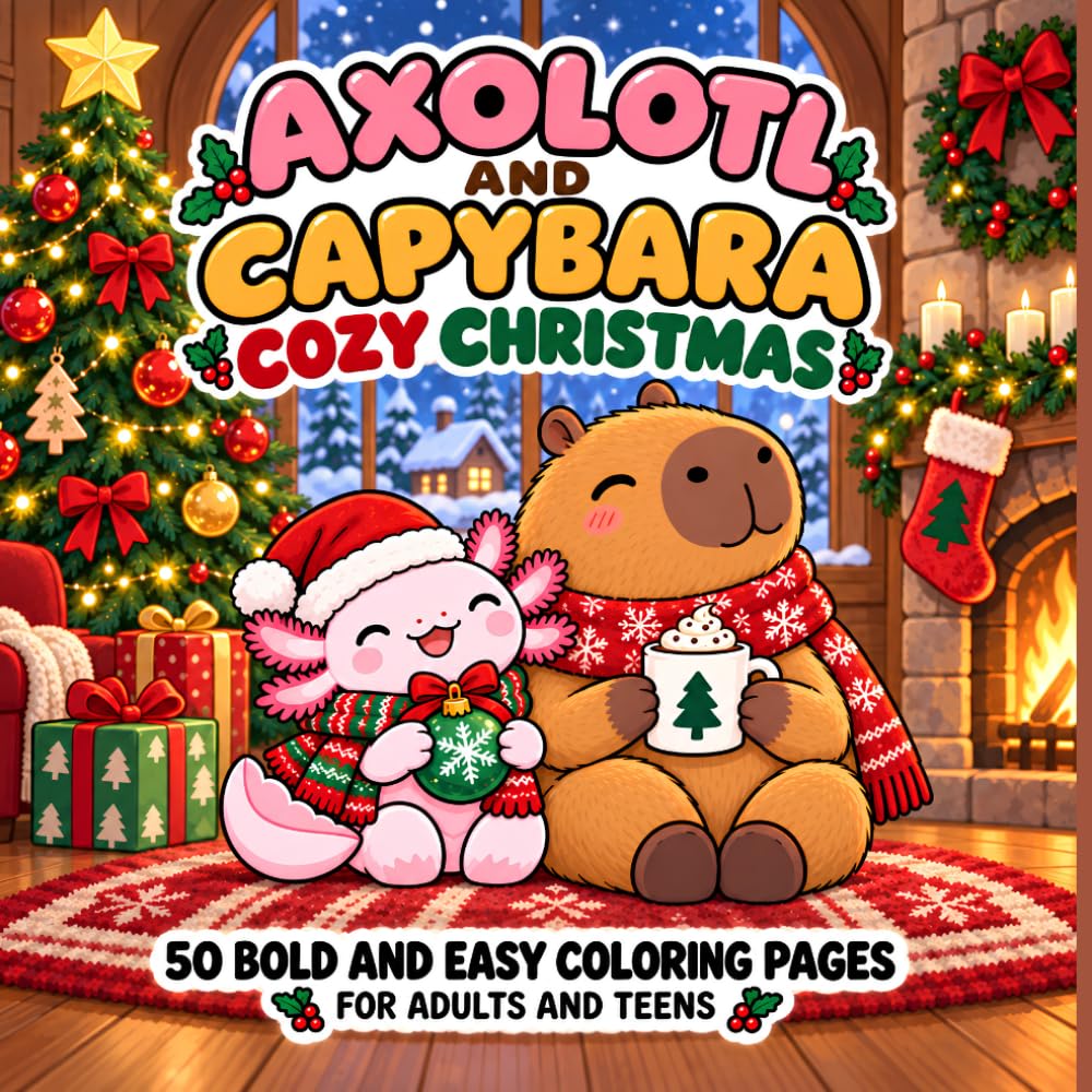 capítulo por capítulo baixar Axolotl & Capybara Cozy Christmas: 50 Bold & Easy Coloring Pages of Festive Best Friends, Winter Fun and Cozy Christmas Moments