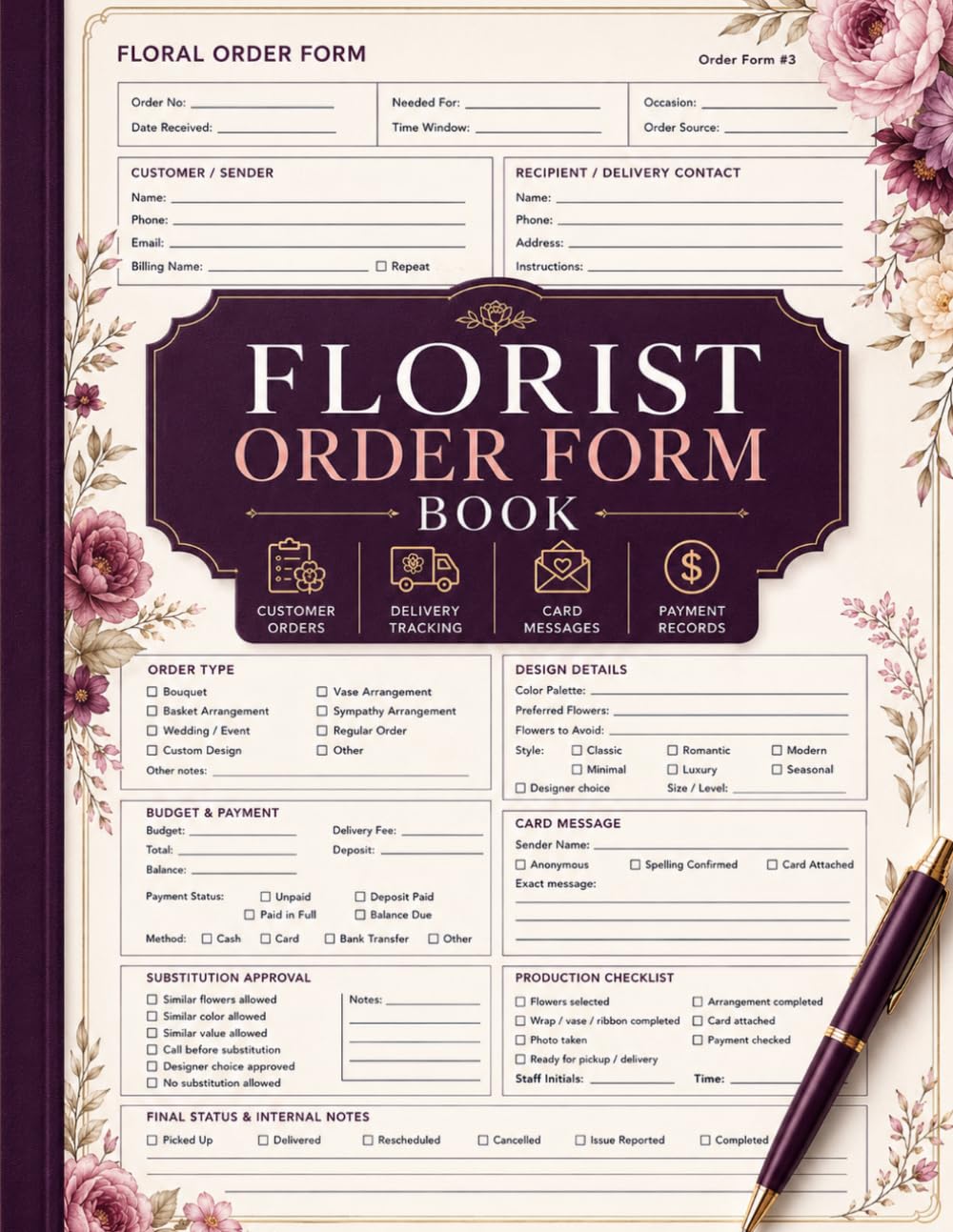 ler totalmente Florist Order Form Book: Flower Business Bouquet and florist Planning Daily Shop for Client Management