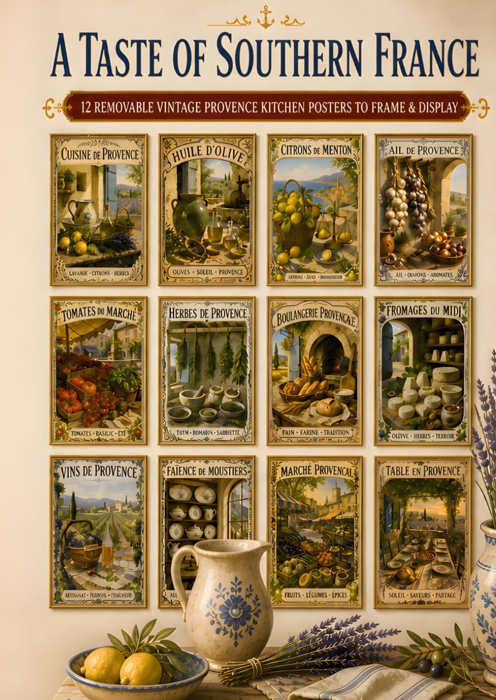 ler totalmente A Taste of Southern France: 12 Removable Vintage Provence Kitchen Posters to Frame and Display