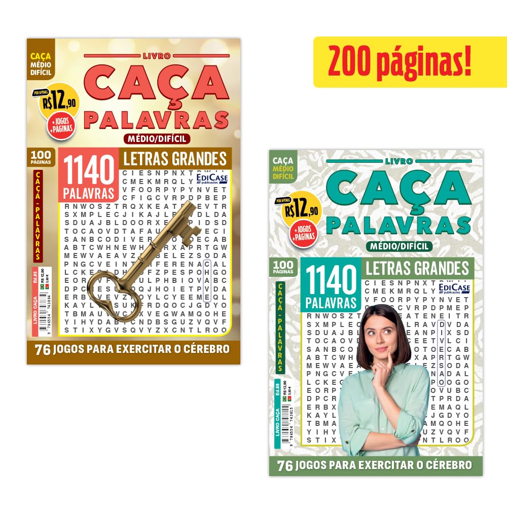 Kit 2 Livros Caça-Palavras ed.05 - Médio/Difícil - 88 e 93: 200 páginas e 152 jogos para exercitar o cérebro baixar o livro de graça