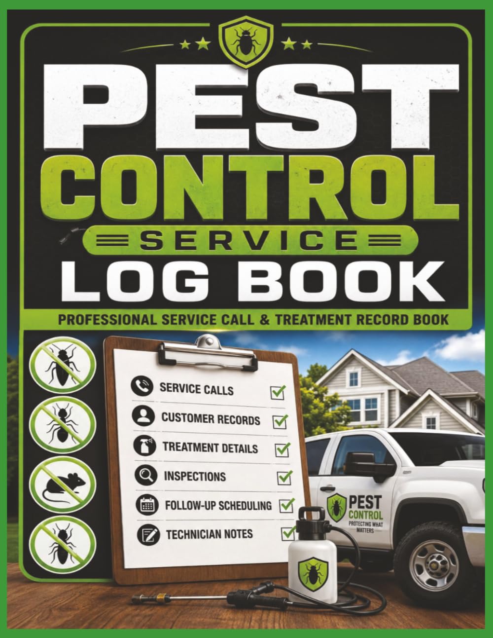 ler totalmente Pest Control Service Log Book: Professional Service Call & Treatment Record Book | Customer Records, Inspection Notes, Follow-Up Tracking | 8.5" x 11" | 120 Pages
