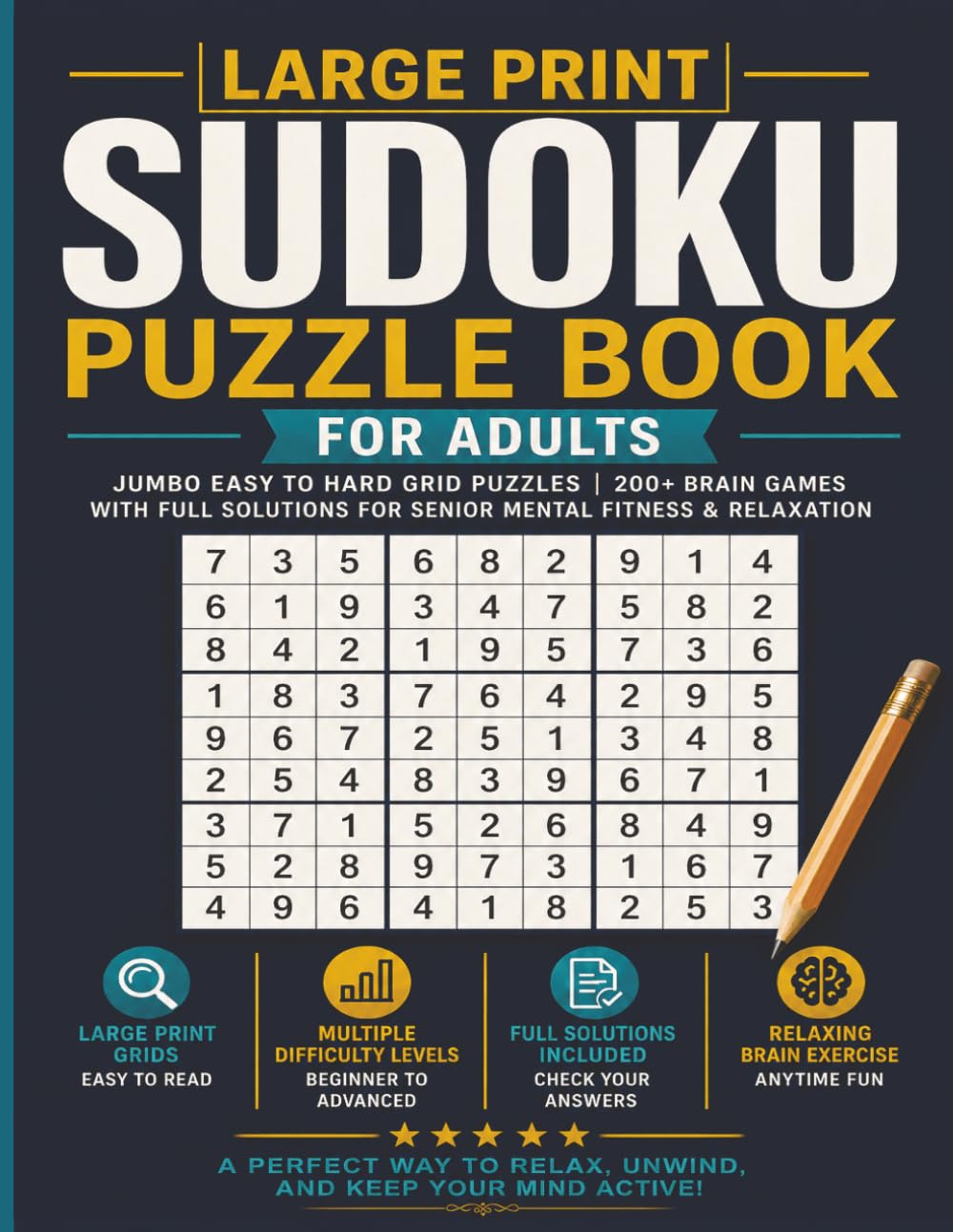 Large Print Sudoku Puzzle Book for Adults: Jumbo Easy to Hard Grid Puzzles | 200+ Brain Games with Full Solutions for Senior Mental Fitness & Relaxation baixar o livro de graça