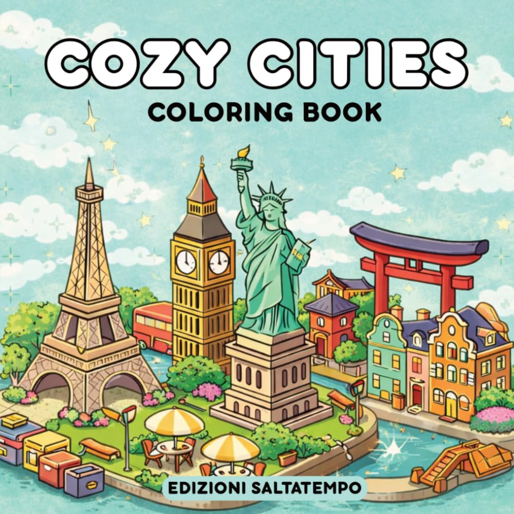 Cozy Cities: Libro de colorear isométrico para adultos y adolescentes con 40 ciudades y playlists para viajar sin salir de casa (Spanish Edition) baixar o livro de graça