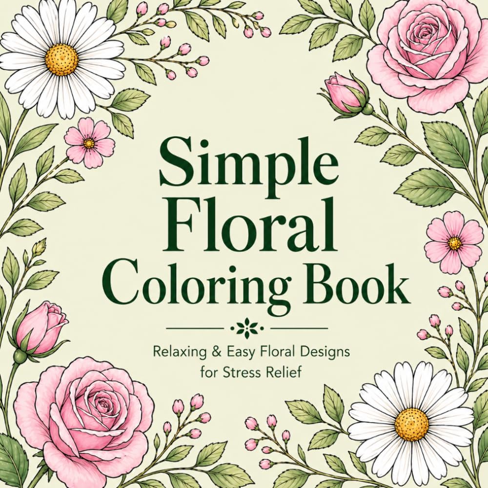 capítulo por capítulo baixar simple floral coloring book: 50 Easy & Relaxing Floral Designs for Stress Relief and Beginners