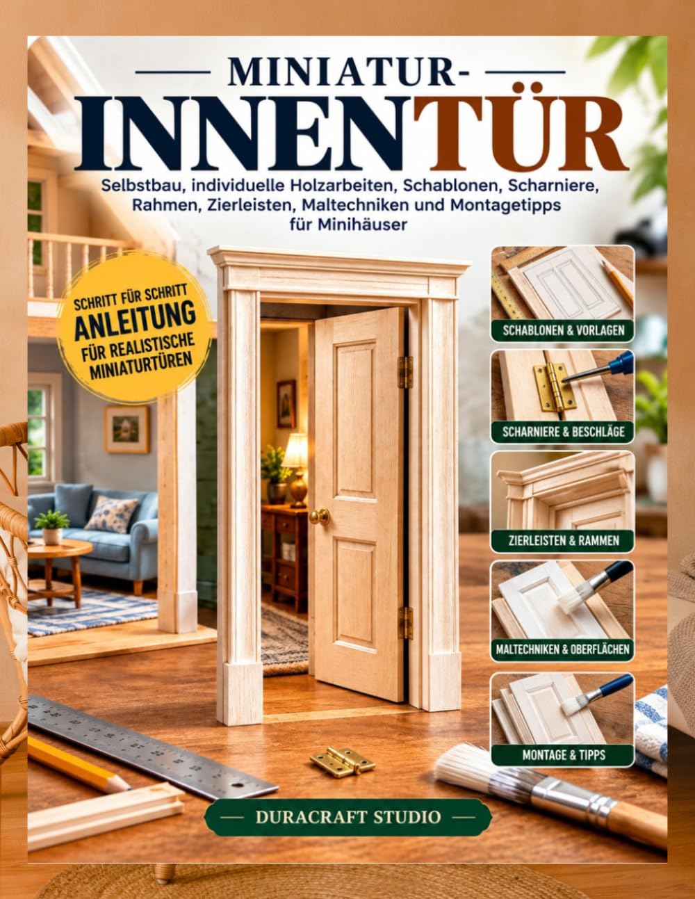 MINIATUR-INNENTÜR: Selbstbau, individuelle Holzarbeiten, Schablonen, Scharniere, Rahmen, Zierleisten, Maltechniken und Montagetipps für Minihäuser (German Edition) baixar o livro de graça