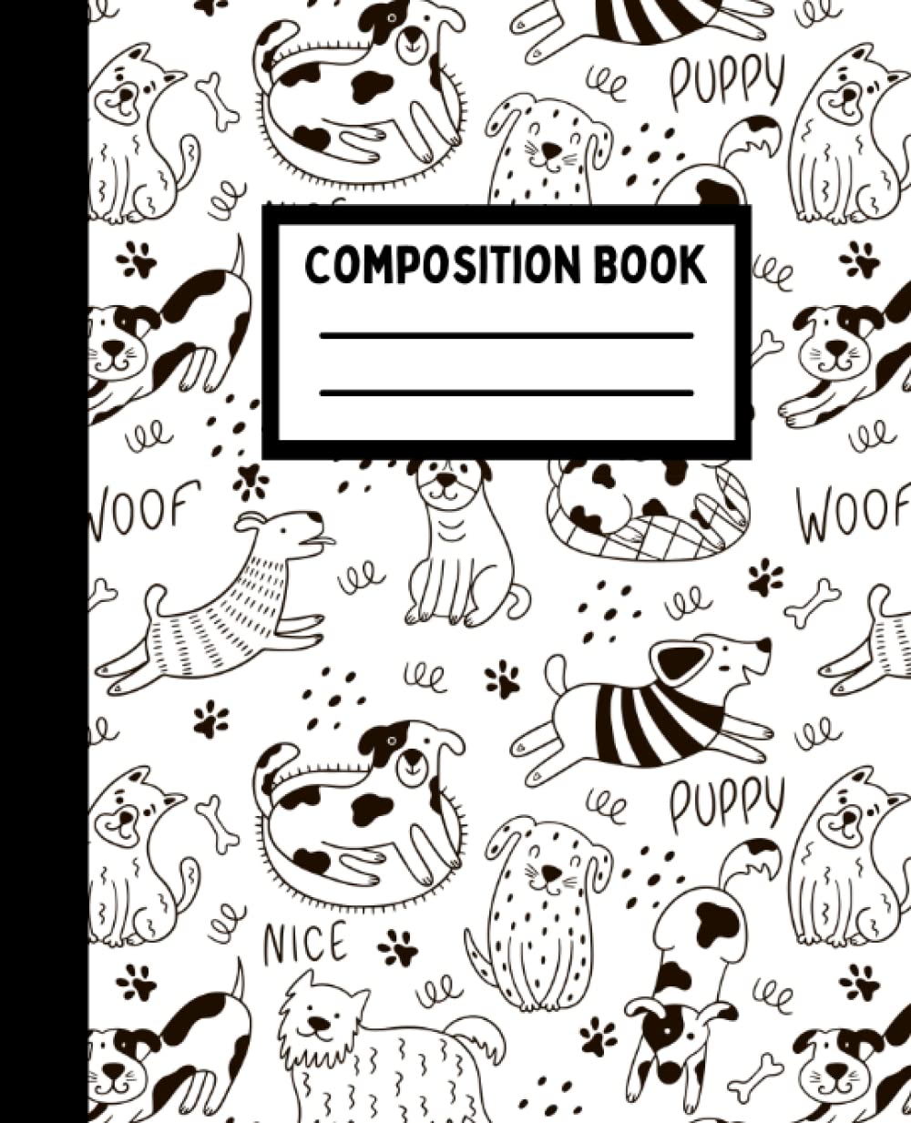 Black and White Dogs Doodle Composition Notebook: Cute Dogs College Ruled Notebook (7.5 x 9.25 inches): For Girls, Teens and Adults (120 Pages) baixar o livro de graça