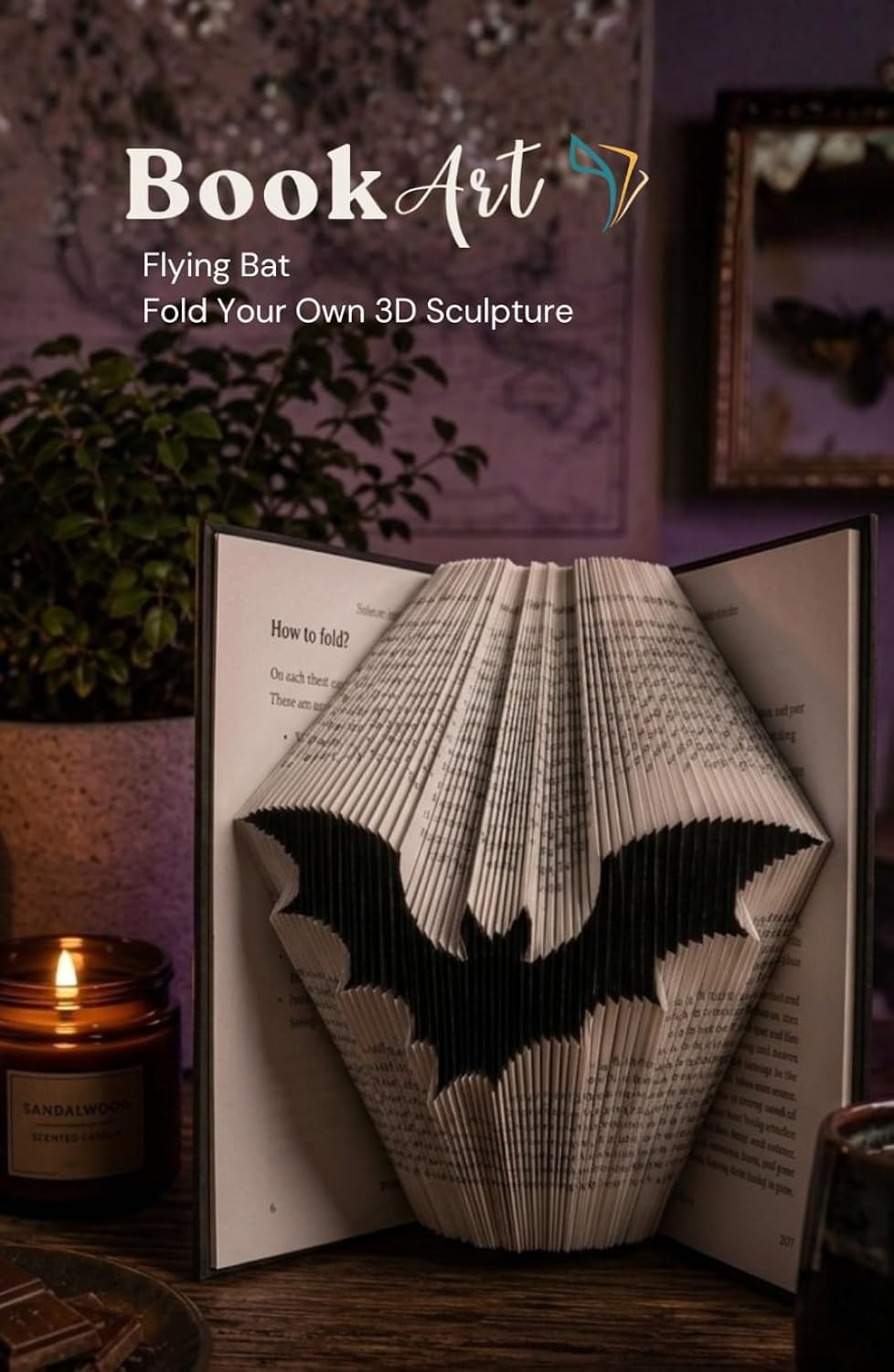 ler totalmente Bat BookArt — Fold Your Own 3D Flying Bat Sculpture: Unique Halloween Gift for Geeks & Gothic Lovers | Pre-Marked Pages | No Experience Needed |... Activity | Perfect for Halloween & Birthdays