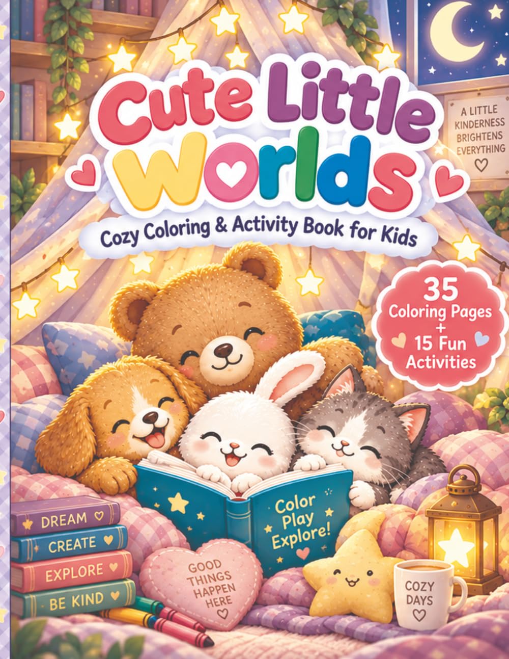 Cute Little Worlds: Cozy Coloring & Activity Book for Kids baixar o livro de graça