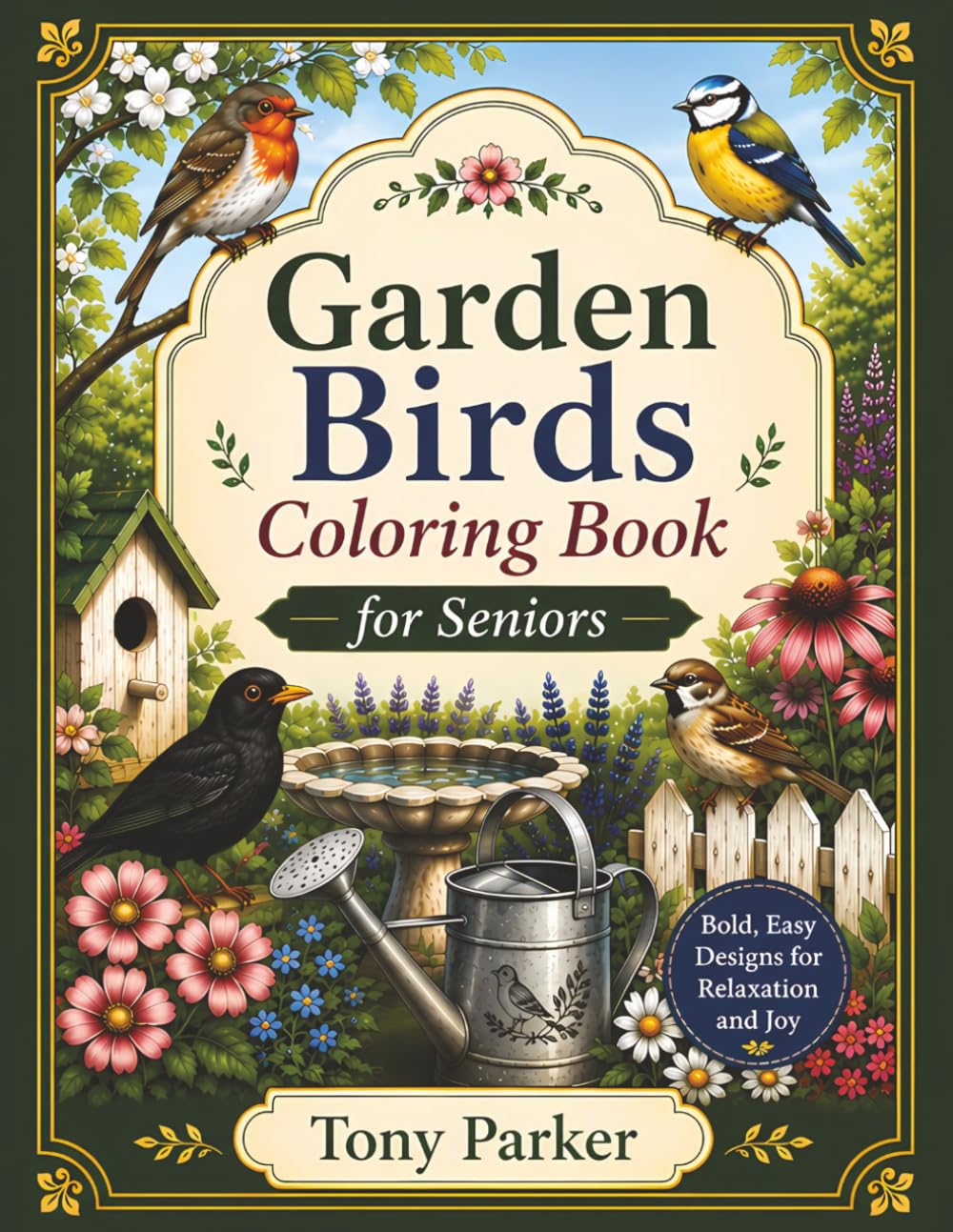 Garden Birds Coloring Book for Seniors: Bold and Easy Nature Designs for Relaxation, Stress Relief, and Calm Coloring Enjoyment baixar livro de graça