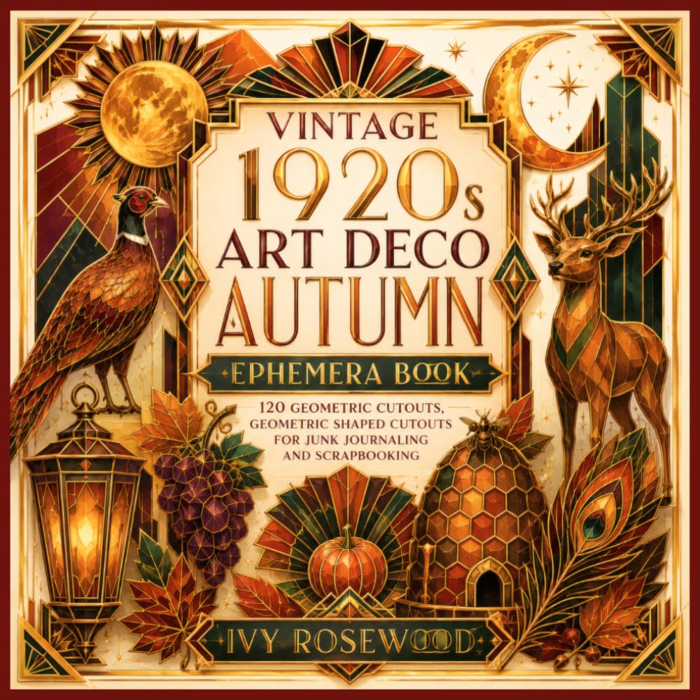 ler totalmente Vintage 1920s Art Deco Autumn Ephemerea Book: 120 Geometric Cutouts For Junk Journaling and Scrapbooking
