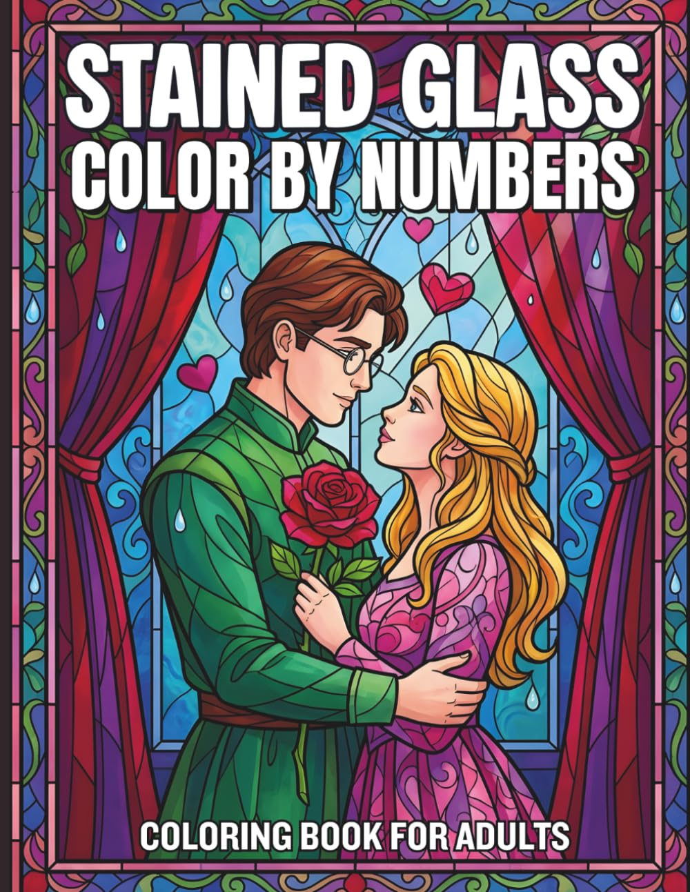 Stained Glass Color By Numbers Coloring Book For Adults: Relaxing Bold Line Stained Glass Patterns for Adults Who Enjoy Simple Mosaic Art and Stress Management with an Easy to Use Color Palette