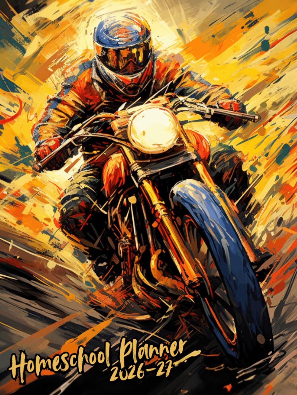 ler totalmente Homeschool Planner 2026/2027: Motorcycles, a comprehensive study planning notebook for elementary and middle school, daily organization, spaces for note-taking, and more.