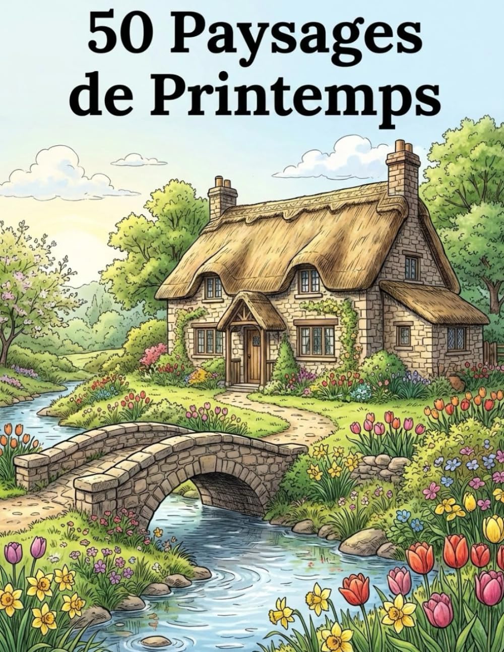 50 Paysages de Printemps: Livre de coloriage pour adultes et adolescents – Scènes printanières, paysages naturels apaisants, détente et relaxation anti-stress (French Edition) baixar o livro de graça