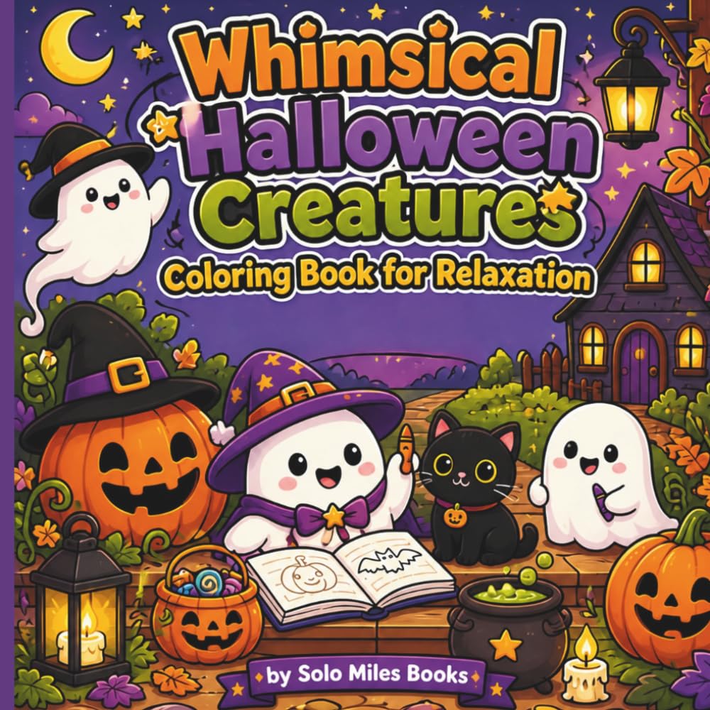 ler totalmente Whimsical Halloween Creatures Coloring Book for Relaxation