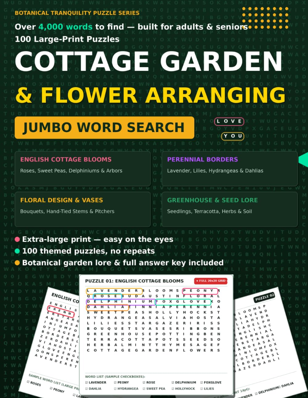 4000 Cottage Garden & Flower Arranging Word Search for Adults & Seniors: 100 Large Print Puzzles: Over 4,000 Words Celebrating English Blooms,... Large Print Word Search Collection) baixar o livro de graça