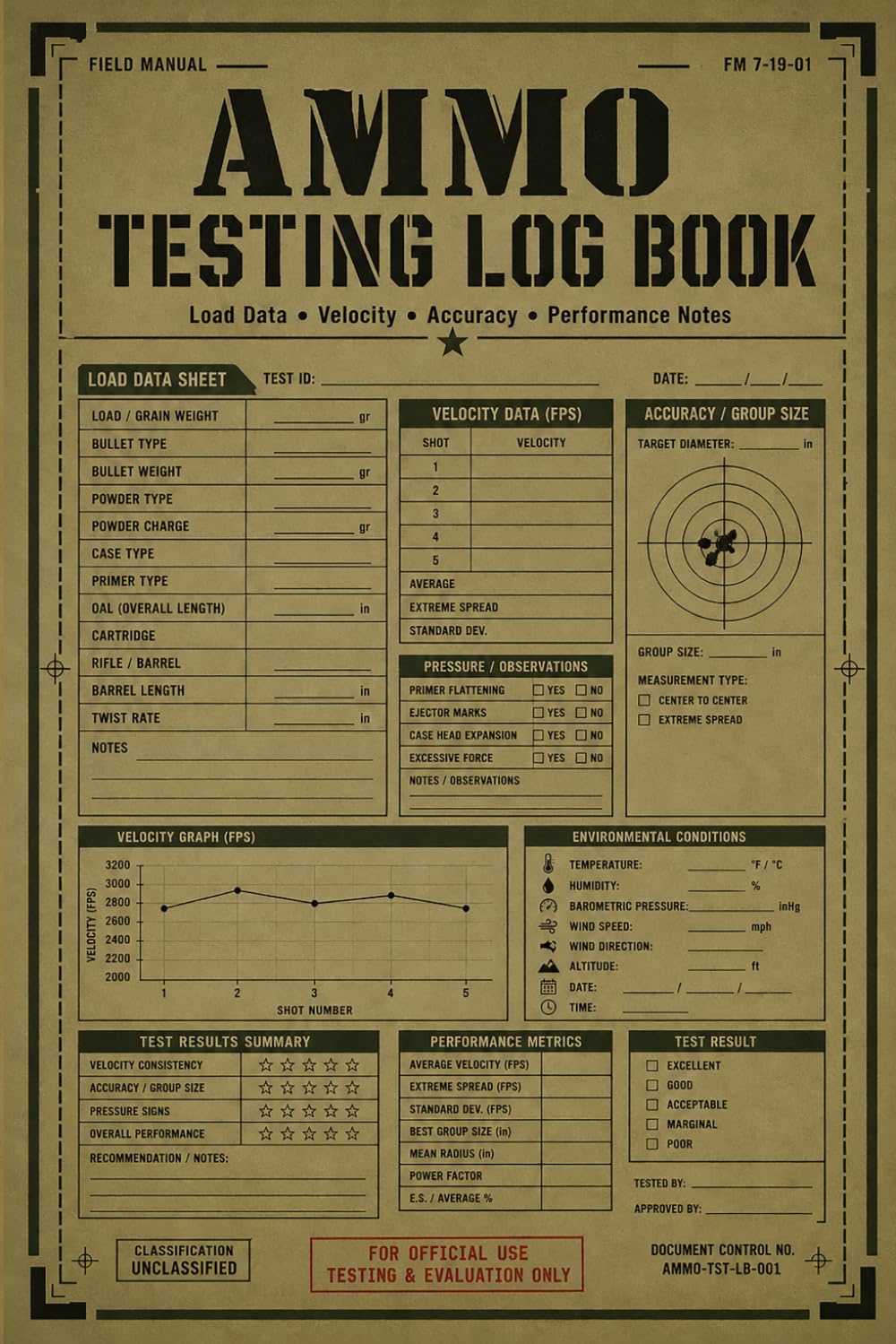 Ammo Testing Log Book: Reloading and Ballistics Tracker for Load Data, Velocity, Accuracy & Shooting Results baixar livro de graça