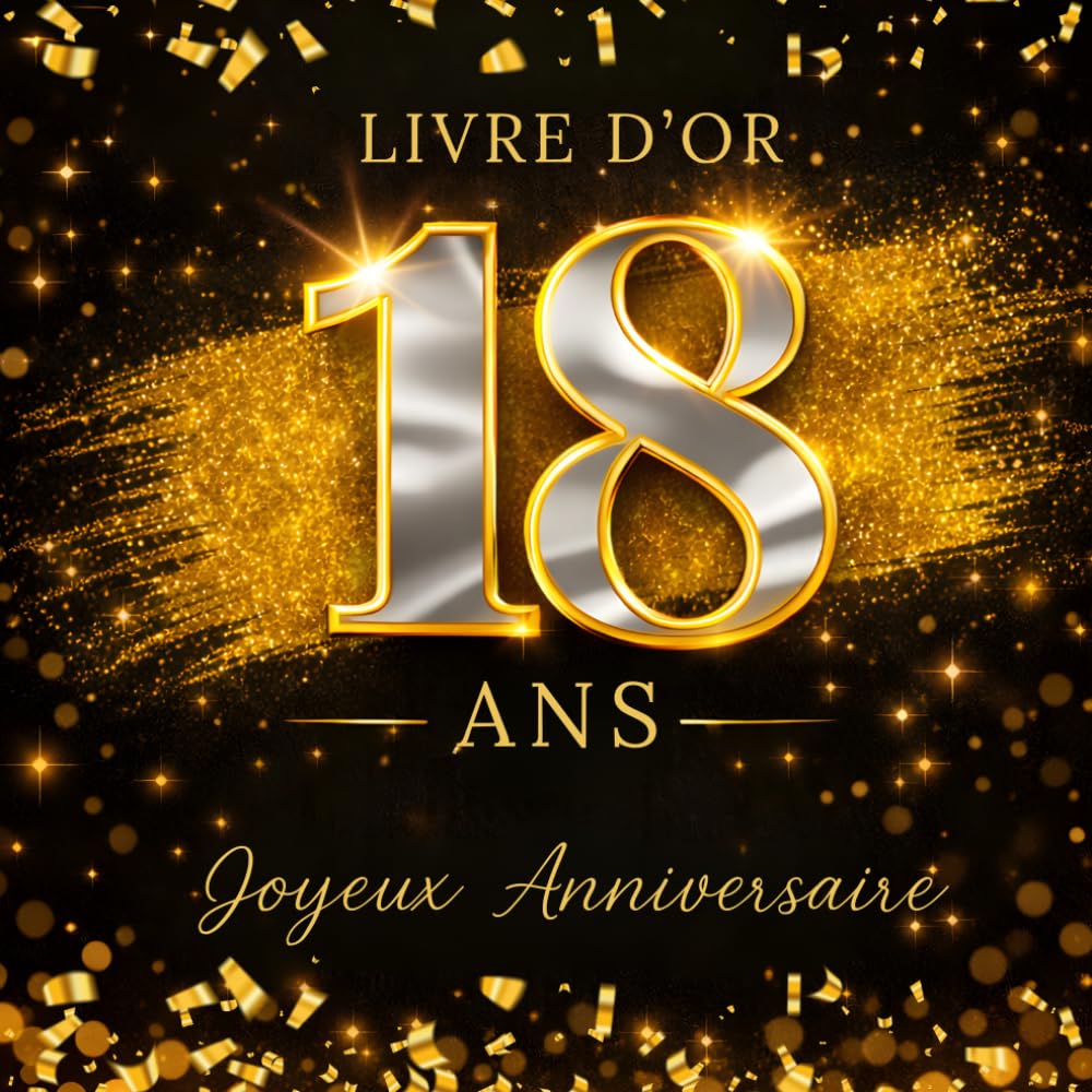 ler totalmente livre d'or Anniversaire 18 ans: Noir et Or, album souvenir à personnaliser, messages, mots doux, signatures, photos, vœux, félicitations, fête... 18 ans fille garcon (French Edition)