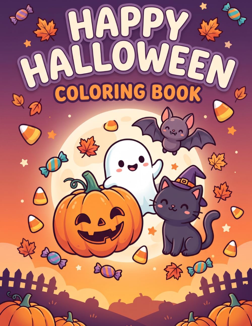 Happy Halloween Coloring Book: Cute and Easy Spooky Fun for Kids Ages 4-8 | Big Simple Pages with Pumpkins, Ghosts & Black Cats | Fall Activity Gift for Toddlers and Preschool, 8.5 x 11 in baixar o livro de graça