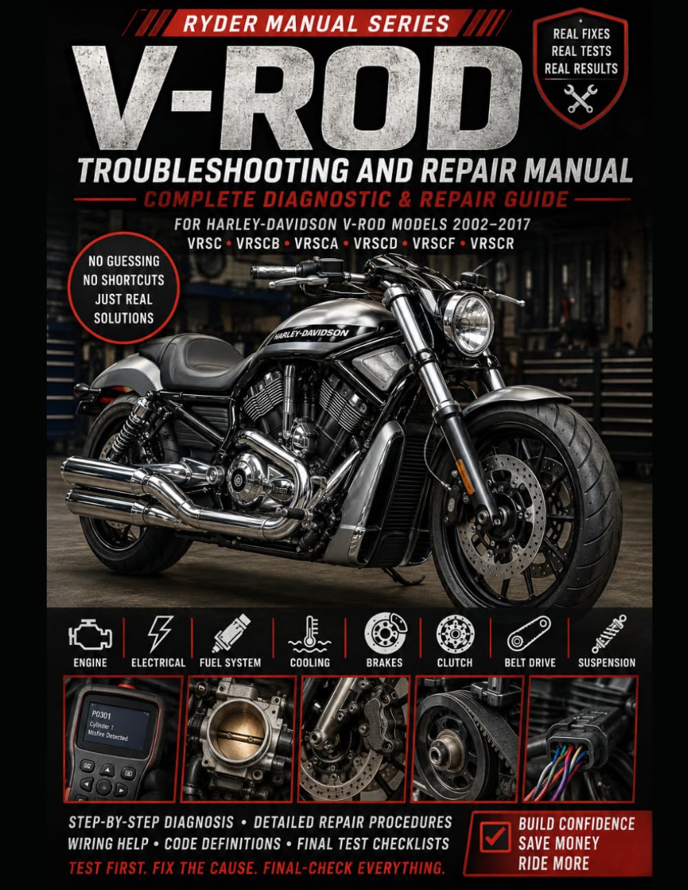 RYDER V-ROD TROUBLESHOOTING & REPAIR MANUAL: Step-by-Step Diagnostics, Real Fixes, Electrical, Fuel, Cooling, Starting, Charging, Engine, Clutch,... and Maintenance Repairs for V-Rod Models baixar o livro de graça