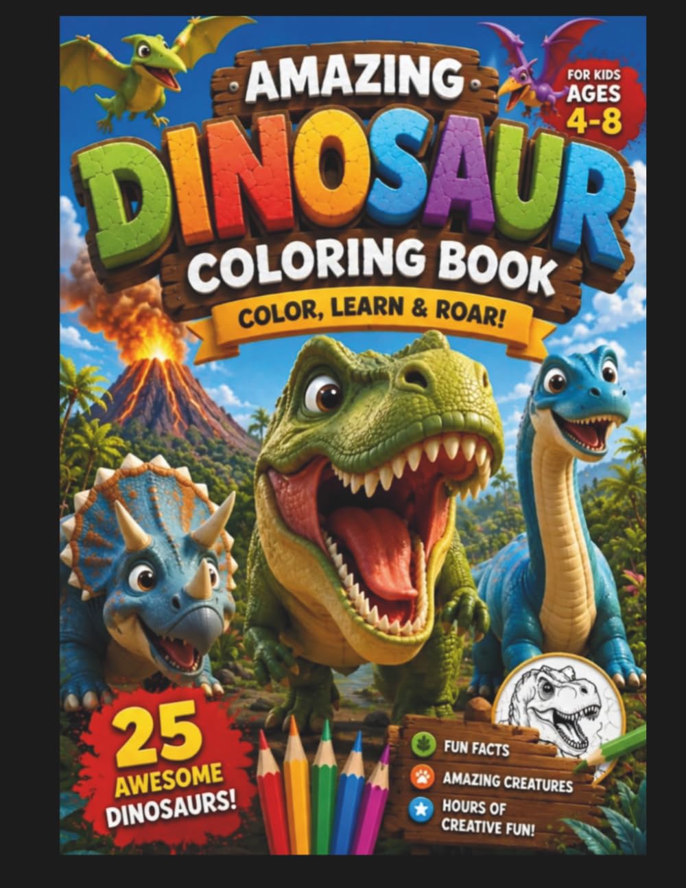 Amazing Dinosaur Coloring Book: Color, Learn & Roar ! baixar livro de graça