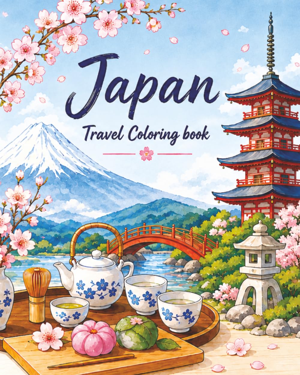 ler totalmente Japan: Travel Coloring Book for Adults and Teens, 40 illustrations (scenery, culture, food, traditions, etc.): coloring, mindful creativity, stress relief, focus, relaxation
