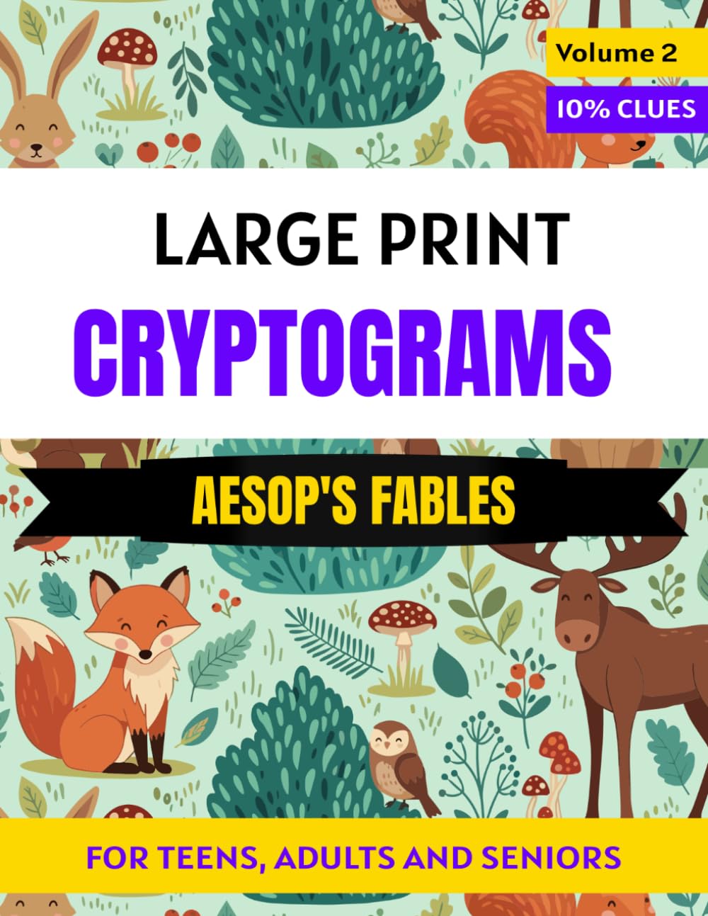 ler totalmente Large Print Cryptogram Puzzle Book for Adults & Teens: Aesop Fables & Morals for Long-Easy and Short-Hard Code Crackers