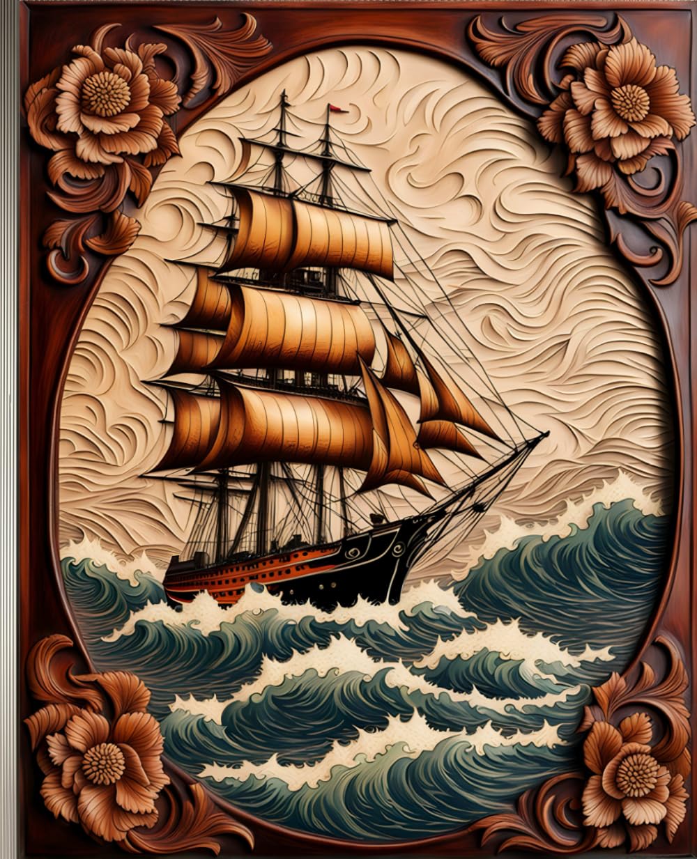 OCEAN CLIPPER SAIL SHIP * COMPOSITION NOTEBOOK Journal Diary -Vintage Tooled Leather Wood Art Print-Marine Maritime Navy Sea Boating Sailing Rowing... HOMESCHOOL SUPPLY-PARTY FAVOR-BIRTHDAY GIFT baixar livro de graça