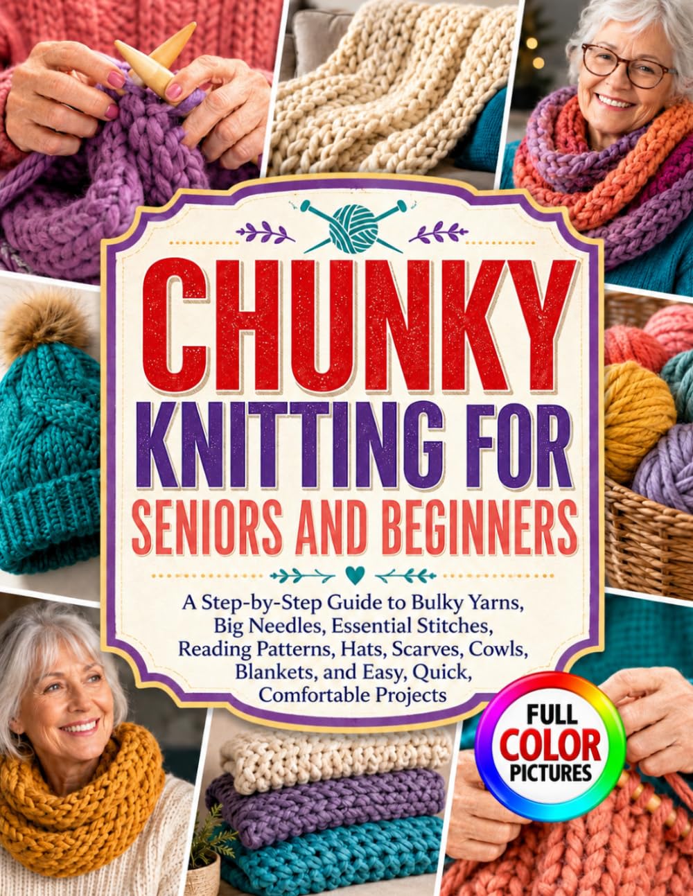 CHUNKY KNITTING FOR SENIORS AND BEGINNERS: A Step-by-Step Guide to Bulky Yarns, Big Needles, Essential Stitches, Reading Patterns, Hats, Scarves, Cowls, Blankets, and Easy, Quick, Comfortable Projects baixar livro de graça
