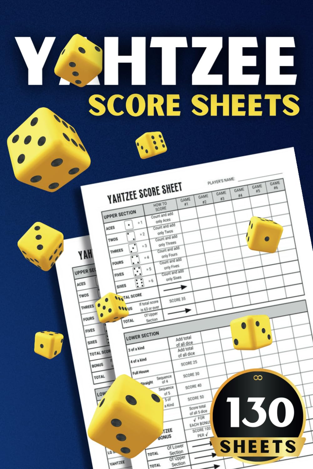ler totalmente Yahtzee Score Sheets: Yahtzee Score Pads with 130 Pages for Scorekeeping, Yahtzee Score Cards, Yahtzee Game Record with Size 6 x 9 Inches