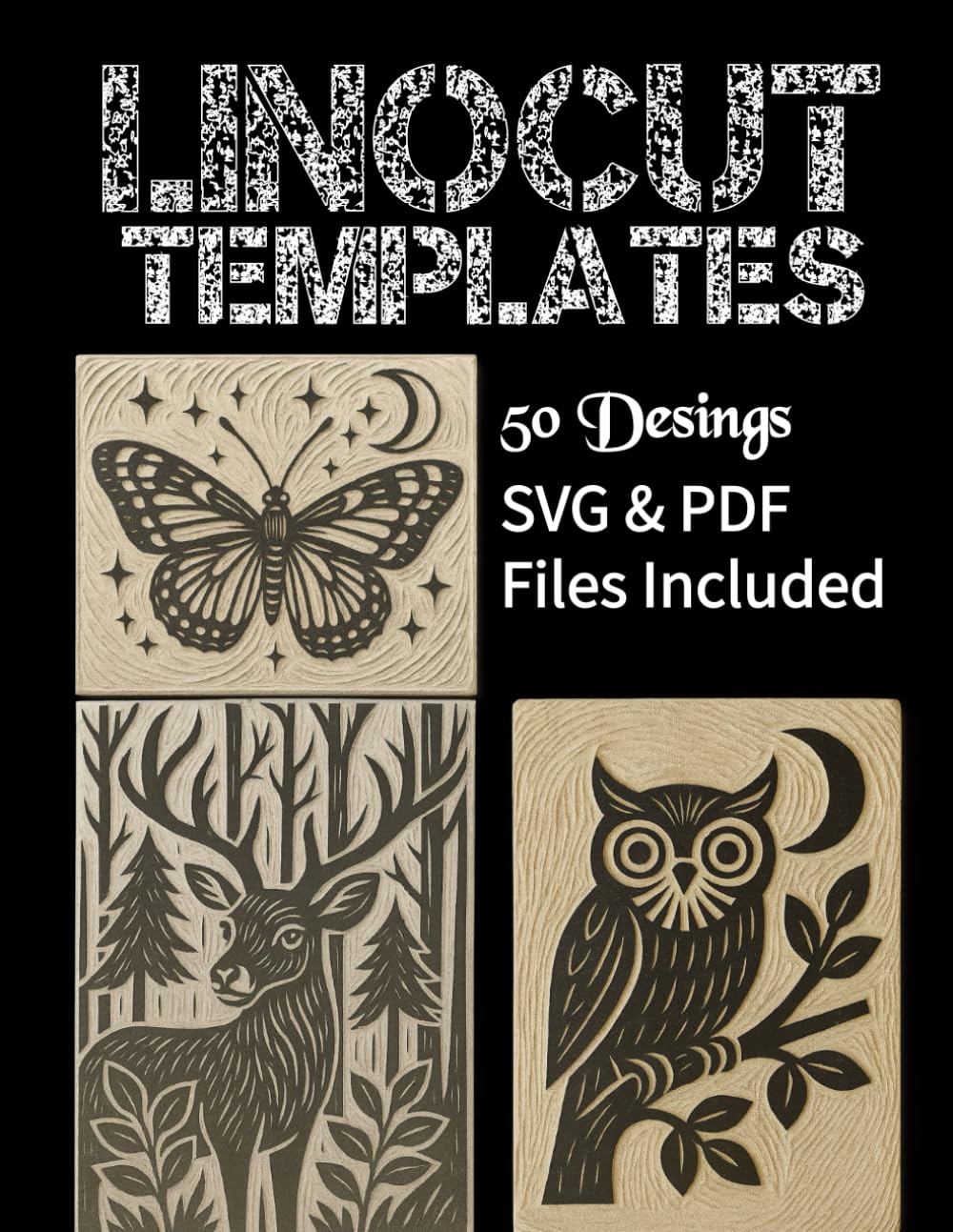capítulo por capítulo baixar Linocut Tracing Templates: 50 Nature & Wildlife Motifs | PDF File Included | Forest Animals, Birds, Deer, Landscapes & Floral Scenes