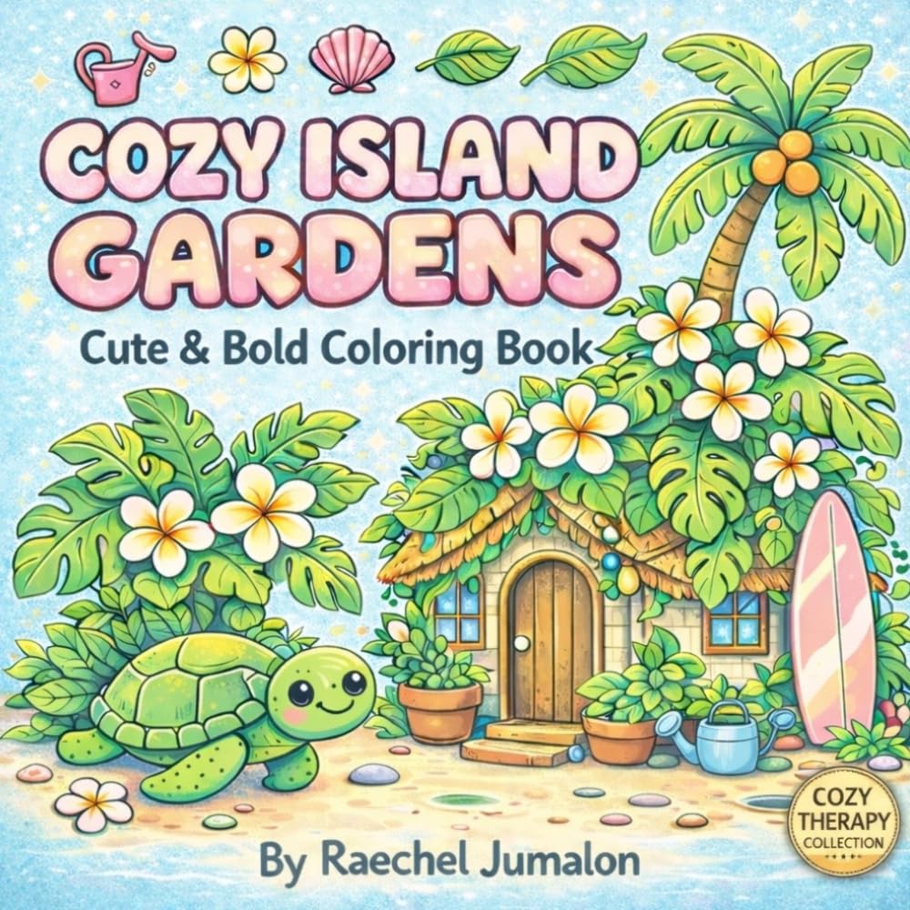 Cozy Island Gardens: Cute & Bold Coloring Book (Cozy Therapy Collection) baixar livro de graça