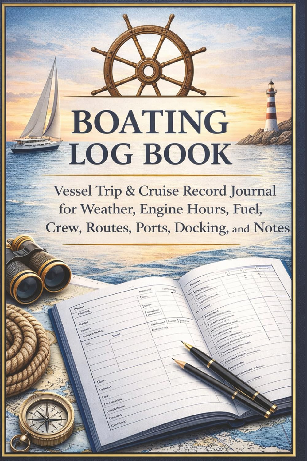 Boating Log Book: Vessel Trip & Cruise Record Journal for Weather, Engine Hours, Fuel, Crew, Routes, Ports, Docking, and Notes