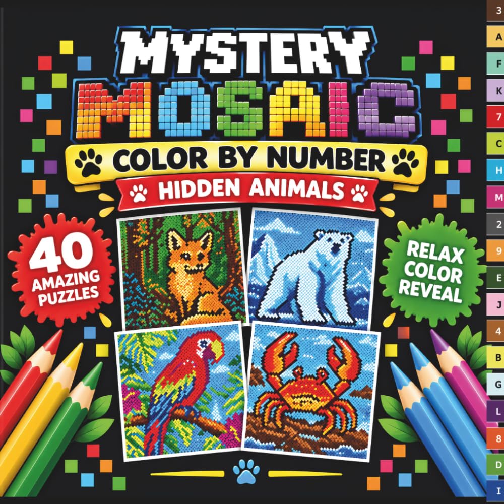 mystery mosaic color by number hidden animal: 40 Creative Puzzles to Relax, Focus, and Reveal Amazing Wildlife Scenes baixar livro de graça