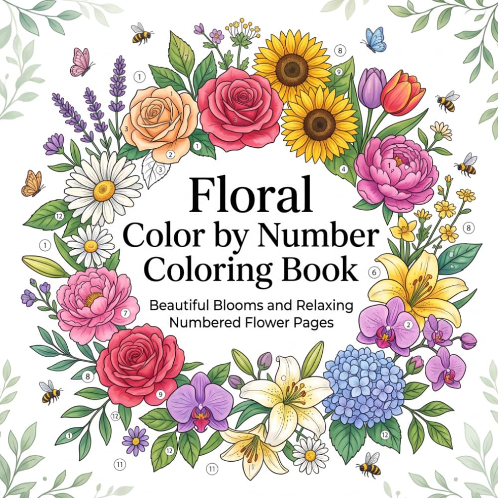 Floral Color by Number Coloring Book: 40 Easy Numbered Flower Designs for Stress Relief, Relaxation, and Creative Fun baixar o livro de graça