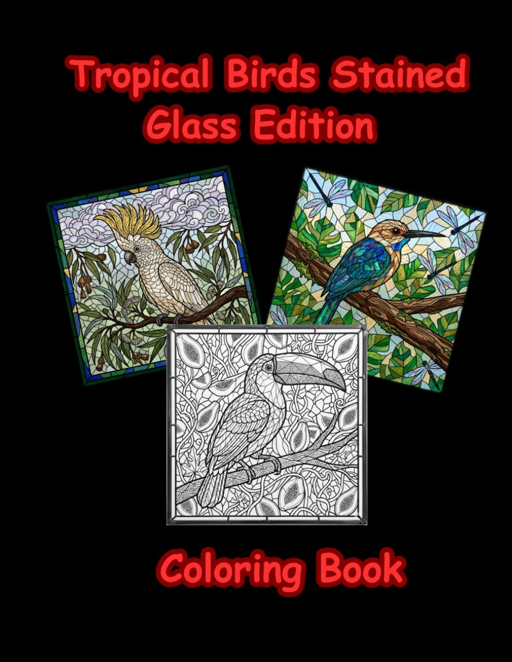 Tropical Birds Stained Glass Coloring Book: Relaxing Designs with Exotic Parrots, Toucans and Flamingos for Stress Relief and Mindful Art Therapy (Stained Glass World) baixar o livro de graça