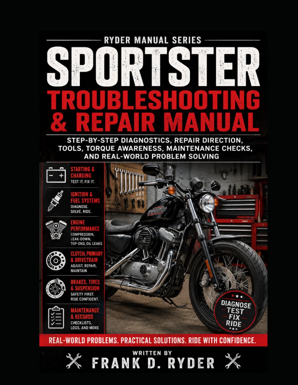 ler totalmente SPORTSTER TROUBLESHOOTING & REPAIR MANUAL: Step-by-Step Diagnostics, Repair Direction, Tools, Torque Awareness, Maintenance Checks, and Real-World Problem Solving