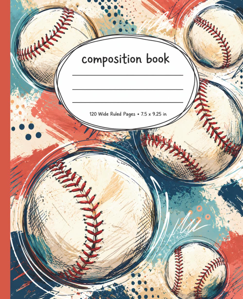Baseball Composition Notebook Wide Ruled: Abstract Hand-Drawn Sports Journal for School Notes, Homework, Practice Planning, and Everyday Writing baixar livro de graça