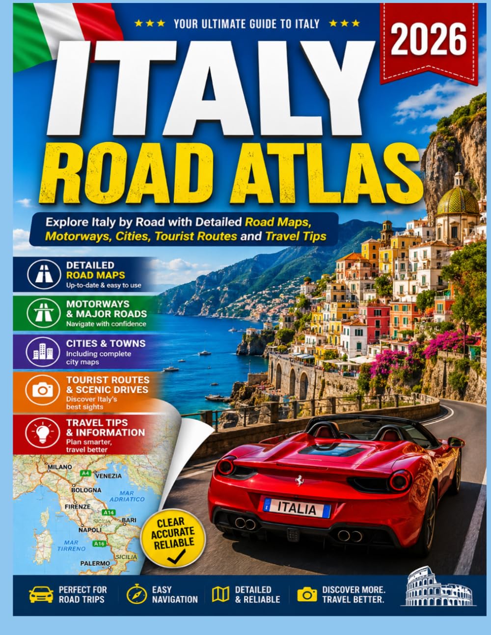 ler totalmente Italy Road Atlas 2026: Explore Italy by Road with Detailed Road Maps, Motorways, Cities, Tourist Routes and Travel Tips.