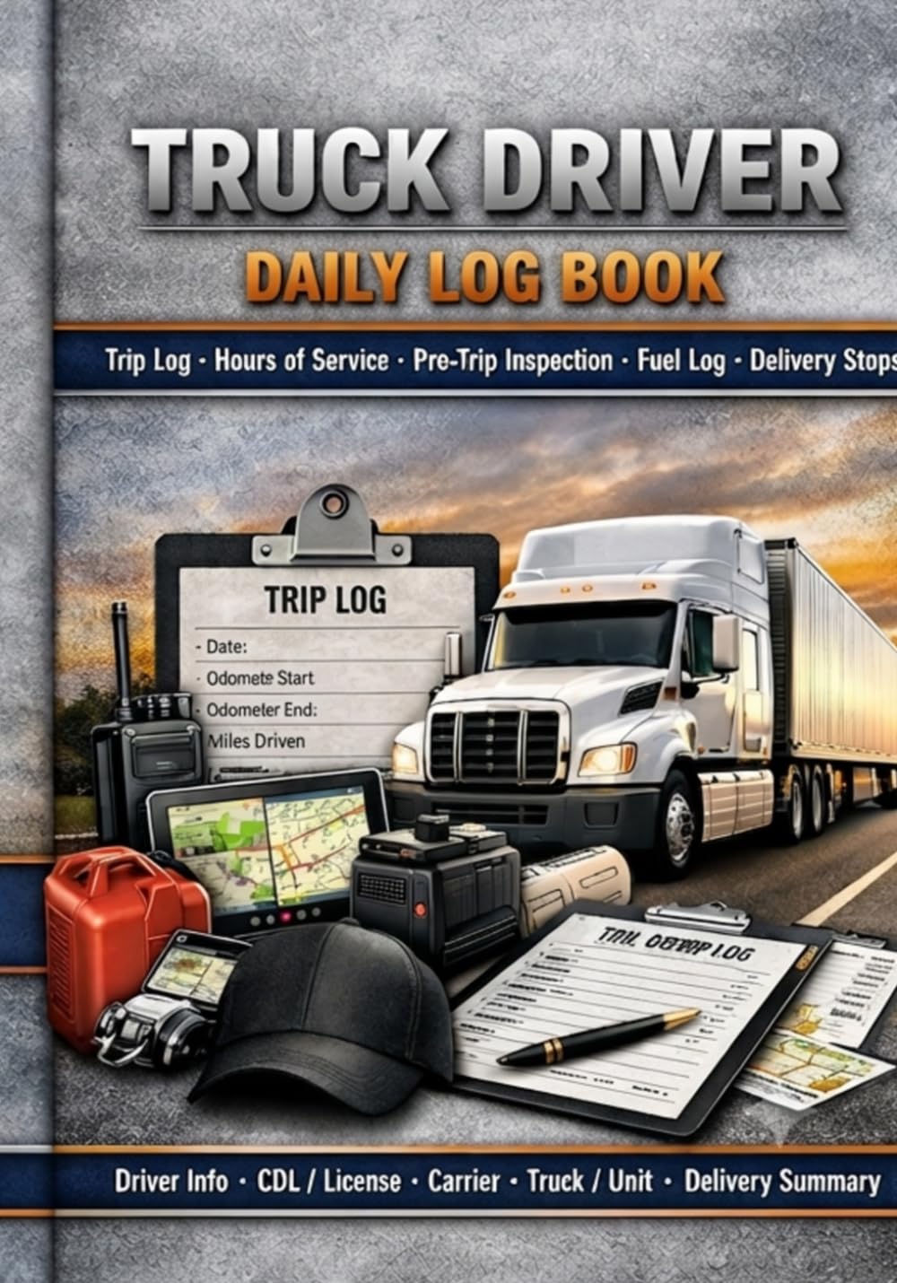 TRUCK DRIVER DAILY LOG BOOK: Professional Trip Log, Hours of Service, Vehicle Inspection, and Fuel Tracker baixar o livro de graça