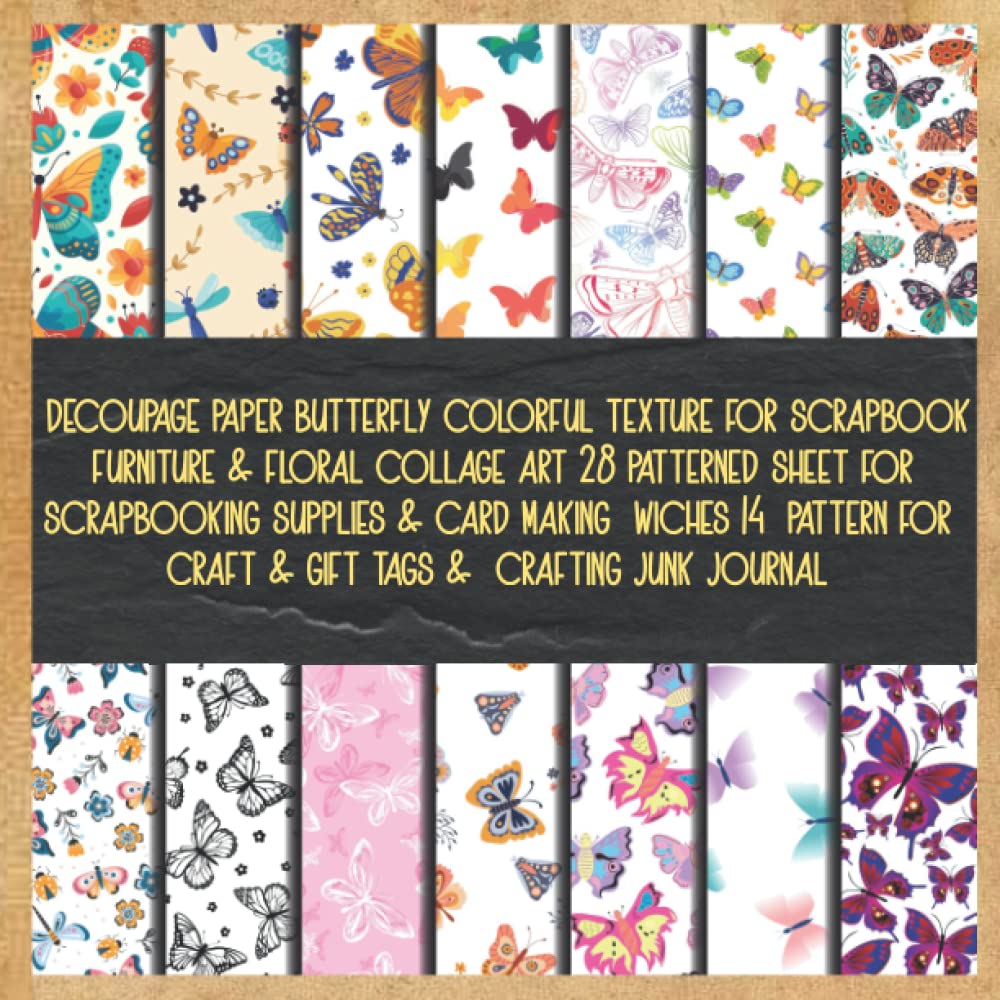 decoupage paper butterfly colorful texture for scrapbook furniture & floral collage art 28 patterned sheet for scrapbooking supplies & card making... craft & gift tags & crafting junk journal baixar o livro de graça