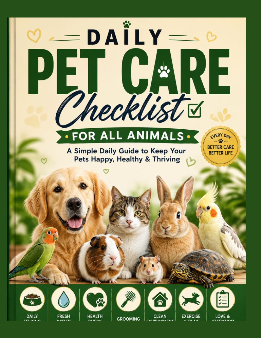 Daily pet care checklist for All pet animals (english and tamil language)