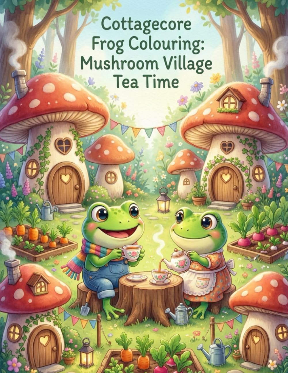 ler totalmente Cottagecore Frog: Mushroom Village Tea Time